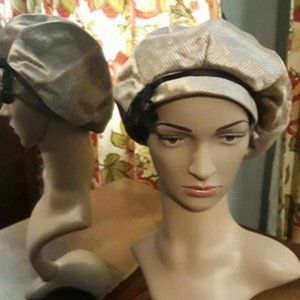 Vintage muted silvery gold cut velvet "beret" style hat